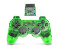 Wireless Controller for PS2 Dual Shock, Gamepad Remote Compatible with Playstation 2 (Clear Green)