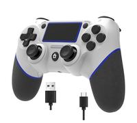 Wireless Controller for Ps4 Controller Compatible with PS4/Slim/Pro/Windows PC,with Touchpad/Vibration/Built-in Speaker&3.5mm Headphone Jack/Six-axis Motion Control/USB-C Charging Cable (White Bue)