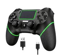 Wireless Controller for Ps4 Controller Compatible with PS4/Slim/Pro/Windows PC,with Touchpad/Vibration/Built-in Speaker&3.5mm Headphone Jack/Six-axis Motion Control/USB-C Charging Cable,Black Green