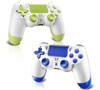 Wireless Controller für PS-4, Wireless Controller für Pro/Slim/PC, Bluetooth-Gamepad-Joystick mit Dual-Vibration, Touchpanel, 3,5-mm-Audiobuchse, sechs Achsen, verbesserte Ergonomie (Gelb+Blau)