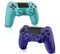 Wireless Controller für PS-4, Wireless Controller für PS-4/Pro/Slim/PC, Bluetooth-Gamepad-Joystick mit Dual-Vibration, Touchpanel, 3,5-mm-Audiobuchse, Sechs-Achsen-Upgrade, Ergonomisch (Blau+Lila)
