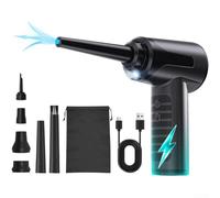 Wireless Cordless Air Duster 75000PA with LED Light, 3-Speed 43000 RPM Handheld Dust Blower for PC Car Keyboard, Rechargeable 3000mAh USB-C Cleaner with 2 Batteries