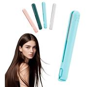 Wireless Curling Iron 2 in 1 Straightener Curler, 2 in 1 Mini Curling Iron, Dual Purpose Curling Flat Iron, USB Plug in Small Curling Wand, Heats up Fast, for Short and Long Hair (Blue)