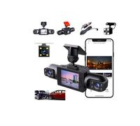 Wireless Dashcam Front and Rear Camera System,360° 4-Channel Dash Cam with Front Rear Left Right Cameras,w/32GB Card,Rechargeable 1080P Dash Cam No Wires,App Control, Adjustable Lenses, Night Vision
