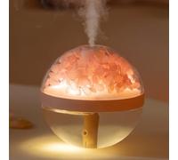 Wireless Design Air Humidifier, Eternal Flower Design, 270ML Cool Mist Maker, Warm White Lamp, USB Rechargeable(Pink)