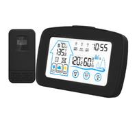 Wireless Digital Indoor Outdoor Thermometer Weather Station 433mhz | ABS Black Housing, Touch Sensor Buttons, Measures Temperature and Humidity for Greenhouse Plants, Office Use