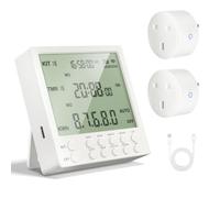 Wireless Digital Timer Plug Socket, Expandable Up to 19 Outlets, Programmable Timer with Energy Monitor, Countdown Timer & Remote Switch, Indoor Remote Control System for Home Appliances(2 Outlets)