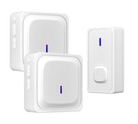 Wireless Door Bell for Home with 2 Receivers,Mini Doorbell Chime for Garage,Waterpoof Wall Mounted Doorbells Button for Apartment, Bedroom,Classroom, Kids Room(White)