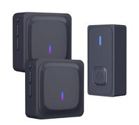 Wireless Door Bell for Home with 2Receivers,Mini Doorbell Chime for Garage,Waterpoof Wall Mounted Doorbells Button for Apartment, Bedroom,Classroom, Kids Room(Black)