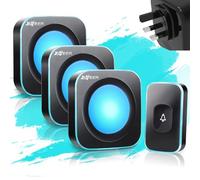 Wireless Doorbell 1200Ft Waterproof Door Bells for Home Plug in doorbell for Hearing Impaired Deaf Doorbell (1 Button & 3 Receivers)
