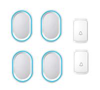 Wireless Doorbell, 2 Push Button and 4 Receivers,Waterproof Wall Plug-in Cordless Door Chime with Power-Off Memory Function,LED Flash,300M Range,58 Ringtones,4 Volume Levels (White)