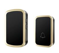 Wireless Doorbell 500ft Wireless Range IP44 Waterproof Door Chime Kit Cordless Door Bell with 1 Press Self-Powered Transmitter 1 Plug-in Receiver 51 Chimes 4 Volume Levels No Battery Required (Black)