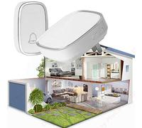 Wireless Doorbell Battery Required IP44 Waterproof Electric Doorbell with One Receivers Chime, Operating at 300M Long Range with 36 Chimes Ringstones & 4 Level Volume, Loud Sound Cordless Door Bell