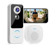 Wireless Doorbell Camera with Chime, 2K HD Smart WiFi Door Bell Cameras,Head-to-Toe View, Battery Operated, PIR Motion Detection, 2-Way Audio, Night Vision, SD Card & Cloud Storage,Works with Alexa