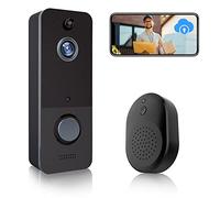 Wireless Doorbell Camera with Chime, Battery Powered Smart Video Doorbell Camera with PIR Motion Detection Cloud Storage HD Live Image Two-Way Audio Night Vision 2.4 Grey