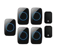 Wireless Doorbell, Cordless Door Chime Kit 5 Receivers 2 Push Button, 60 Chimes 5 Level Volume, Waterproof Door Entry Bell,White,White