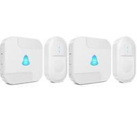 Wireless Doorbell, Door Bells Wireless Cordless Battery Operated Plug in Waterproof Door Chime Kits at 1,000ft Long Range with 55 Chimes, 5-Level Volume, LED Light (Pack of 2)