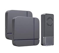Wireless Doorbell Grey, 2 Plug in Waterproof Doorbell Kit, Best Cordless Door Chime With 1000 feet / 300m Range, 52 Chimes, IP55 Waterproof Button, 4-Level Volume & Blue LED Light-Umarie