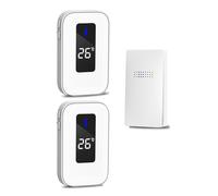 Wireless Doorbell, HommyFine Self-Powered Doorbell Wireless Doorbell Ringer for Homes Classroom Plug-in Doorbell with Thermometer,Cordless Door Chime kit with 38 Chimes for (White 0102)