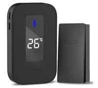 Wireless Doorbell, HommyFine Self-Powered Doorbell Wireless Doorbell Ringer for Homes Classroom Plug-in Doorbell with Thermometer,Cordless Door Chime kit with 38 Chimes for (Black 0101)