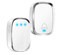 Wireless Doorbell, IP44 Waterproof Door Bell Chime Kit with 1000ft Range, 36 Chimes, 4-Level Volume & Blue Light, Plug in Doorbells Wireless Cordless for Home, Office -Batteries Included