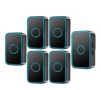 Wireless Doorbell IP55 Waterproof,Door Chime Kit with 4 Plug-in Receivers & 2 Transmitter,LED Flashes/Anti-Interference, 60 Chimes,5 Volume Levels,984 FT(300M) Working Range,Black (1 Receiver & 5 Tr