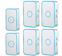 Wireless Doorbell IP55 Waterproof,Door Chime Kit with 4 Plug-in Receivers & 2 Transmitter,LED Flashes/Anti-Interference, 984 FT(300M),5 Volume Levels,60 ChimesWorking Range,White (4 Receivers & 2 Tr