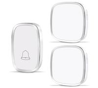 Wireless Doorbell Kit 1 Push Button and 2 Receivers, 1000ft Long Range Cordless Door Bell with 58 Chimes and 5 Level Volume 0 to 110db, LED Indicator Flash Light, for Home, School, Office