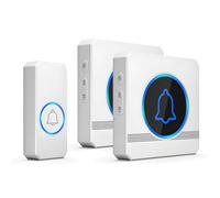 Wireless Doorbell Kit - 1000ft Range, 60 Chimes, 110dB Loud with 5 Volume Levels & LED Flash, IP55 Waterproof, Easy Install Plug-in Door Chime for Home Office School (White-1T-2R)