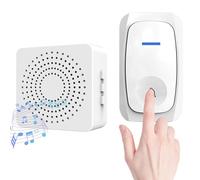 Wireless Doorbell Kit, 150M Long Range Door Bells Battery Operated with USB Receiver, 38 Chimes, 3 Volume Levels, LED Flash, Waterproof Door Chime for Home - White