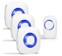 Wireless Doorbell Kit, PHYSEN 400m Waterproof Plug in Doorbell Cordless, 3 Receivers + 1 Push Button, Door Bell Chime Kit with 5 Level Volume & LED Flash, 58 Chimes, Easy Install at Home & Apartment