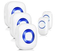 Wireless Doorbell Kit, PHYSEN 400m Waterproof Plug in Doorbell Cordless, 3 Receivers + 2 Push Button, Door Bell Chime Kit with 5 Level Volume & LED Flash, 58 Chimes, Easy Install at Home & Apartment