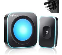 Wireless Doorbell Plug in Door Bells Wireless Cordless at 1200 Feet Range with Flashing Light 4 Levels Volume 36 Melodies for Home, Office, Classroom(1 Receiver &1 Button Black Jsieem)