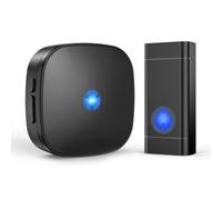 Wireless Doorbell, Plug in Waterproof Battery Operated Cordless Doorbell with 58 Chimes 5 Volume Levels LED Light Easy Install for Home, School, Office,Black