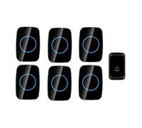 Wireless Doorbell, Portable Music Door Chime Kit with Memory Function,1 Push Button and 6 Receivers,300M Range,Led Indicator,58 Ringtones,4 Volume Levels,Gold,Black,White