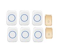 Wireless Doorbell, Portable Music Door Chime Kit with Memory Function,2 Push Button and 6 Receivers,300M Range,Led Indicator,58 Ringtones,4 Volume Levels,Black,Gold,Gold