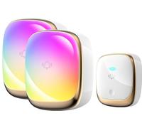 Wireless Doorbell, Self-Powered LED Flash Door Bells Wireless Cordless,Operating at 1000 Feet Long Range with 38 Chimes 4 Volume Levels,IP44 Waterproof Plug in Door Bell Gold B111