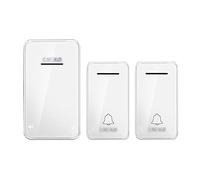 Wireless Doorbell,Self-Powered Waterproof Door Bell Chime Kit 2 Push Buttons And 1 Receivers with 650Ft Range 48 Chimes 6-Level Volume Plug in Doorbells,2 (1 (1)