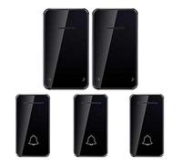 Wireless Doorbell Waterproof, 3 Transmitters 2 Receivers Self-Powered Doorbell, 200M Transmission Distance / 48 Music Melody/LED Flashing Light Reminder (Black)