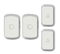 Wireless Doorbell Waterproof, 300M Transmission Di 36 Songs Wall Plug-In Cordless Doorbell, 2 Transmitters 2 Receivers, ligent Flashing Reminder / 4 Volume,Black,Silver
