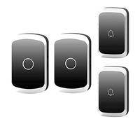 Wireless Doorbell Waterproof, 300M Transmission Di 36 Songs Wall Plug-In Cordless Doorbell, 2 Transmitters 2 Receivers, ligent Flashing Reminder / 4 Volume,Black,Silver