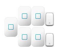 Wireless Doorbell Waterproof, LED Blue Light Flashing Reminder 60 Music Self-Powered Doorbell, 2 Transmitters 5 Receivers, 150M Ultra Long Distance / 5 Volume Levels (White)