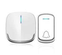 Wireless Doorbell, Waterproof Plug in Cordless Door Chime Kit, 300m Range 58 Chimes, 5-Level Volume & Blue Light (1T1)