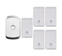 Wireless Doorbell Waterproof, Smart Flashing Light Reminder / 36 Music Melody / 4 Volume Levels Self-Powered Doorbell, 5 Transmitters 1 Receiver, 200M Range (Silver)