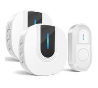Wireless Doorbell, Waterproof Wall Plug-in Cordless Door Chime Kit with 1,000 Feet / 300M Range, 55 Chimes, 5-Level Volume & Blue Light, Battery Operated Button (White)