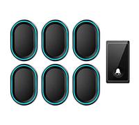 Wireless Doorbell Waterproof, with LED Flashing Lights Home Intelligence Doorbell Plug in Wireless, 1 Transmitter 6 Receivers, 200M Super Long Transmission Distance (Black)