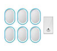 Wireless Doorbell Waterproof, with LED Flashing Lights Home Intelligence Doorbell Plug in Wireless, 1 Transmitter 6 Receivers, 200M Super Long Transmission Distance (White)