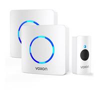 Wireless Doorbell with 2 Receivers, VOXON IP65 Waterproof Doorbells at 400M (1,300ft) Wireless Range，Plug in Door Bells Wireless Cordless with LED Flash, 60 Chimes, 5 Levels Volume (White)