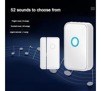 Wireless Doorbell with Magnetic Door and Sensor, 45 Melody Chimes and 6 Greeting Voices, Long Range 20m Signal for Home, Shop and Office Security Alarm,(White)