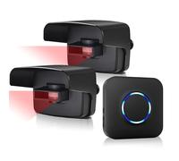 Wireless Driveway Alarm, Outdoor Weatherproof Motion Sensor & Detector with 600ft Range, Microwave Infrared Home Security Alert System for Driveway/Garage/Indoor/Outdoor (1 Receiver+2 Sensors)